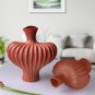 SOGA 25X24cm Ornament Matte Red Small Vases Countertop Decoration Porch Crafts Home Decor