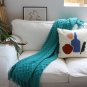 SOGA Teal Diamond Pattern Knitted Throw Blanket Warm Cozy Woven Cover Couch Bed Sofa Home Decor