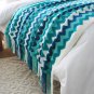SOGA 170cm Blue Zigzag Striped Throw Blanket Wave Knitted Woven Cover Couch Bed Sofa Home Decor