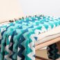 SOGA 170cm Blue Zigzag Striped Throw Blanket Wave Knitted Woven Cover Couch Bed Sofa Home Decor