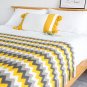 SOGA 220cm Yellow Zigzag Striped Throw Blanket Wave Knitted Woven Cover Couch Bed Sofa Home Decor