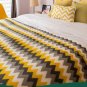 SOGA 220cm Yellow Zigzag Striped Throw Blanket Wave Knitted Woven Cover Couch Bed Sofa Home Decor