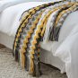 SOGA 170cm Yellow Zigzag Striped Throw Blanket Wave Knitted Woven Cover Couch Bed Sofa Home Decor