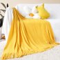 SOGA Yellow Knitted Throw Blanket Solid Warm Cozy Woven Cover Couch Bed Sofa Home Decor
