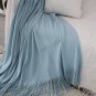 SOGA Sky Blue Knitted Throw Blanket Solid Warm Cozy Woven Cover Couch Bed Sofa Home Decor