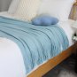 SOGA Sky Blue Knitted Throw Blanket Solid Warm Cozy Woven Cover Couch Bed Sofa Home Decor