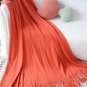 SOGA Orange Knitted Throw Blanket Solid Warm Cozy Woven Cover Couch Bed Sofa Home Decor