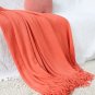 SOGA Orange Knitted Throw Blanket Solid Warm Cozy Woven Cover Couch Bed Sofa Home Decor