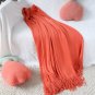 SOGA Orange Knitted Throw Blanket Solid Warm Cozy Woven Cover Couch Bed Sofa Home Decor