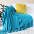 SOGA Blue Knitted Throw Blanket Solid Warm Cozy Woven Cover Couch Bed Sofa Home Decor