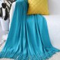 SOGA Blue Knitted Throw Blanket Solid Warm Cozy Woven Cover Couch Bed Sofa Home Decor