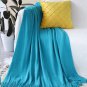 SOGA Blue Knitted Throw Blanket Solid Warm Cozy Woven Cover Couch Bed Sofa Home Decor