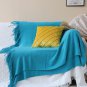 SOGA Blue Knitted Throw Blanket Solid Warm Cozy Woven Cover Couch Bed Sofa Home Decor