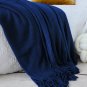 SOGA Royal Blue Knitted Throw Blanket Solid Warm Cozy Woven Cover Couch Bed Sofa Home Decor