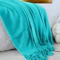SOGA Teal Knitted Throw Blanket Solid Warm Cozy Woven Cover Couch Bed Sofa Home Decor