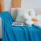 SOGA Blue Diamond Pattern Knitted Throw Blanket Warm Cozy Woven Cover Couch Bed Sofa Home Decor