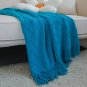 SOGA Blue Diamond Pattern Knitted Throw Blanket Warm Cozy Woven Cover Couch Bed Sofa Home Decor