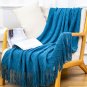 SOGA Blue Diamond Pattern Knitted Throw Blanket Warm Cozy Woven Cover Couch Bed Sofa Home Decor