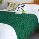 SOGA Green Diamond Pattern Knitted Throw Blanket Warm Cozy Woven Cover Couch Bed Sofa Home Decor