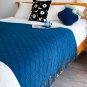 SOGA Royal Blue Diamond Pattern Knitted Throw Blanket Warm Cozy Woven Cover Couch Bed Sofa Decor