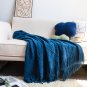 SOGA Royal Blue Diamond Pattern Knitted Throw Blanket Warm Cozy Woven Cover Couch Bed Sofa Decor