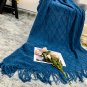SOGA Royal Blue Diamond Pattern Knitted Throw Blanket Warm Cozy Woven Cover Couch Bed Sofa Decor
