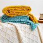 SOGA Yellow Diamond Pattern Knitted Throw Blanket Warm Cozy Woven Cover Couch Bed Sofa Home Decor