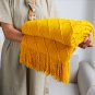 SOGA Yellow Diamond Pattern Knitted Throw Blanket Warm Cozy Woven Cover Couch Bed Sofa Home Decor