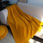 SOGA Yellow Diamond Pattern Knitted Throw Blanket Warm Cozy Woven Cover Couch Bed Sofa Home Decor
