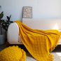 SOGA Yellow Diamond Pattern Knitted Throw Blanket Warm Cozy Woven Cover Couch Bed Sofa Home Decor