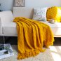 SOGA Yellow Diamond Pattern Knitted Throw Blanket Warm Cozy Woven Cover Couch Bed Sofa Home Decor