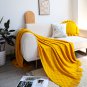SOGA Yellow Diamond Pattern Knitted Throw Blanket Warm Cozy Woven Cover Couch Bed Sofa Home Decor