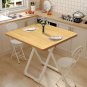 SOGA 80cm Wood Color Board Square Table with White Legs Modern and Stylish Design for Home Decor