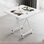 SOGA White Dining Table Portable Square Surface Folding Desk with Lacquered Legs Home Decor