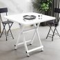 SOGA White Dining Table Portable Square Surface Folding Desk with Lacquered Legs Home Decor