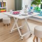 SOGA White Dining Table Portable Square Surface Folding Desk with Lacquered Legs Home Decor