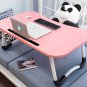 SOGA Pink Bed Table Foldable Study Table Laptop Mini Desk with Notebook Stand Card Holder Home Decor