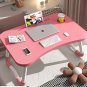 SOGA Pink Bed Table Folding Mini Desk Notebook Stand Card Slot Holder with Cup-Holder Home Decor