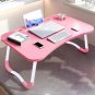SOGA Pink Bed Table Folding Mini Desk Notebook Stand Card Slot Holder with Cup-Holder Home Decor