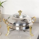 SOGA Stainless Steel Gold Accents Round Buffet Chafing Dish Cater Food Chafer with Glass Top Lid