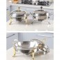SOGA Stainless Steel Gold Accents Round Buffet Chafing Dish Cater Food Chafer with Glass Top Lid