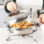 SOGA Stainless Steel Gold Accents Round Buffet Chafing Dish Cater Food Chafer with Glass Top Lid