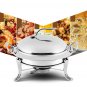 SOGA Stainless Steel Gold Accents Round Buffet Chafing Dish Cater Food Chafer with Glass Top Lid