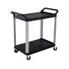 SOGA 2 Tier Food Trolley Kitchen Cart Multifunctional Utility Service 950x500x640mm Black