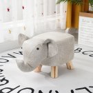 SOGA Beige Gray Children Bench Elephant Character Round Ottoman Stool Soft Small Seat Home Decor