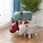 SOGA Beige Gray Children Bench Elephant Character Round Ottoman Stool Soft Small Seat Home Decor
