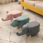 SOGA Beige Gray Children Bench Elephant Character Round Ottoman Stool Soft Small Seat Home Decor
