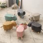 SOGA Beige Gray Children Bench Elephant Character Round Ottoman Stool Soft Small Seat Home Decor