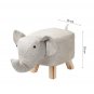 SOGA Beige Gray Children Bench Elephant Character Round Ottoman Stool Soft Small Seat Home Decor