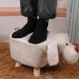 SOGA Beige Gray Children Bench Elephant Character Round Ottoman Stool Soft Small Seat Home Decor